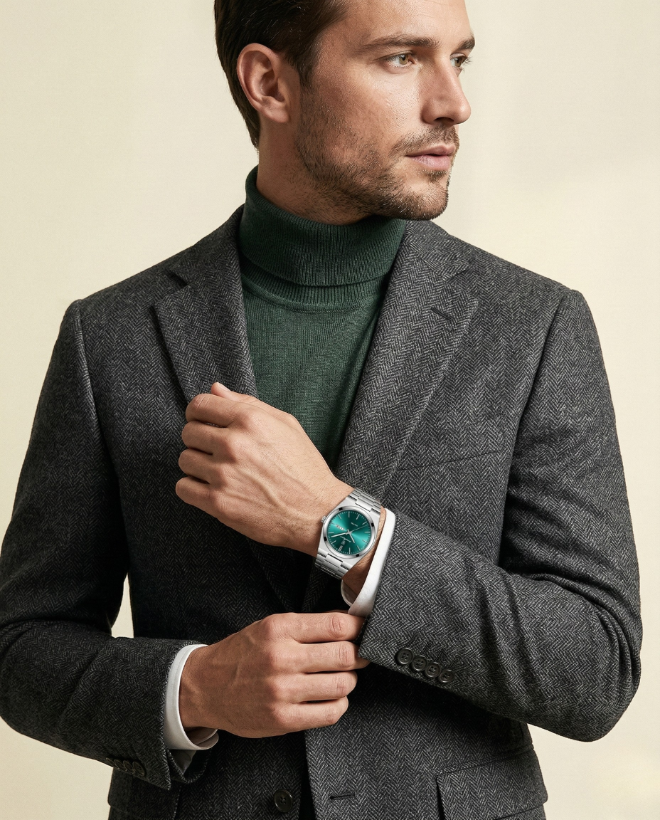 Steel Watch Emerald Dial