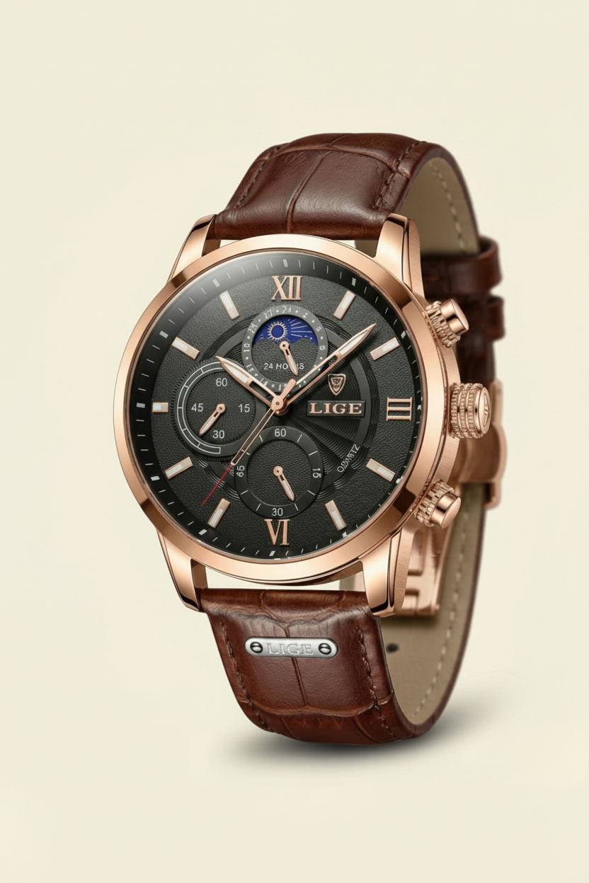 Leather Watch Prestige Moonphase