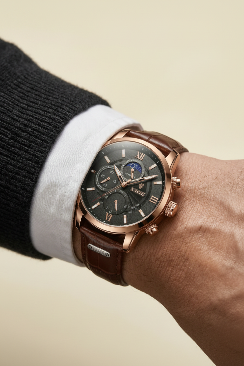 Leather Watch Prestige Moonphase