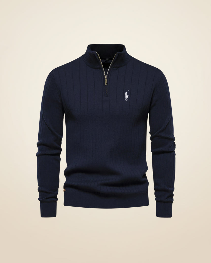 RL Textured Zip-Neck Knit