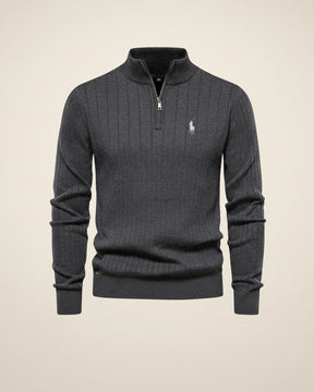 RL Textured Zip-Neck Knit