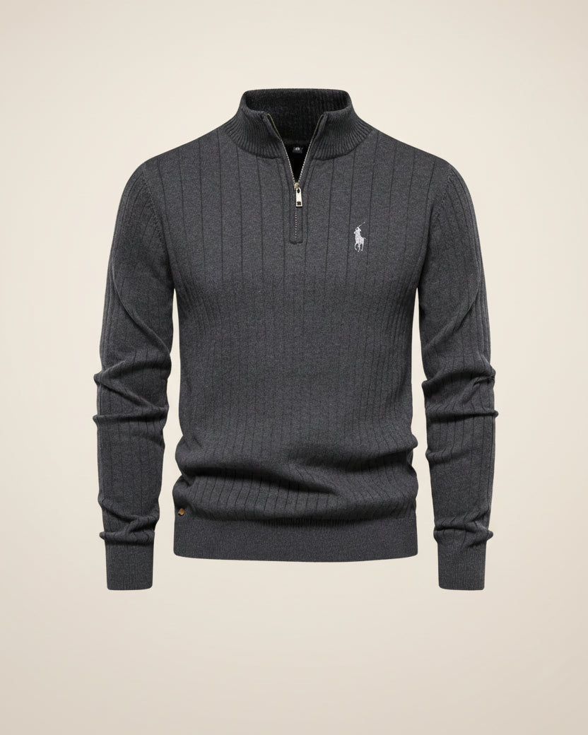 RL Textured Zip-Neck Knit