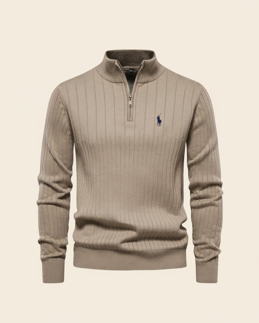 RL Textured Zip-Neck Knit