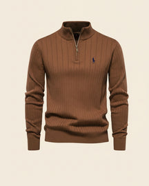 RL Textured Zip-Neck Knit