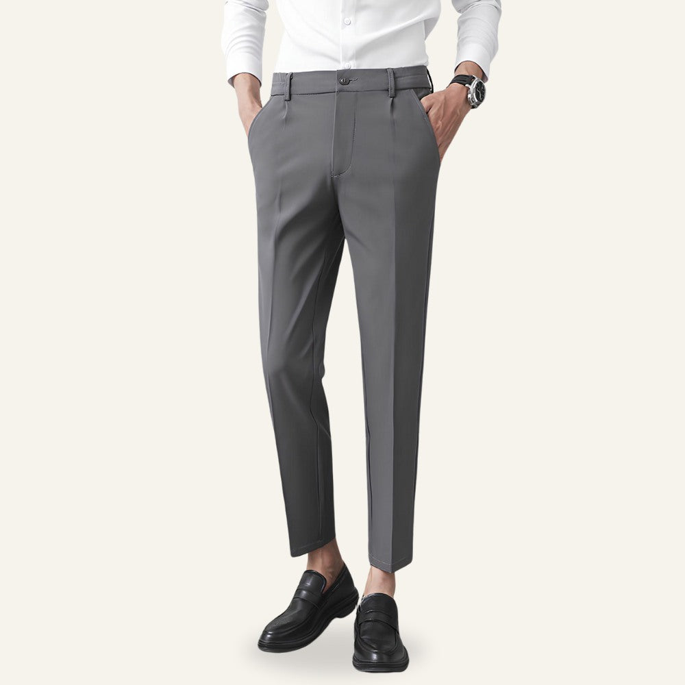 Calça Masculina Slim Old Money Anti Amassado Darvon Cinza Escuro