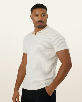 Camisa Polo Masculina de Malha Old Money Saville Branca