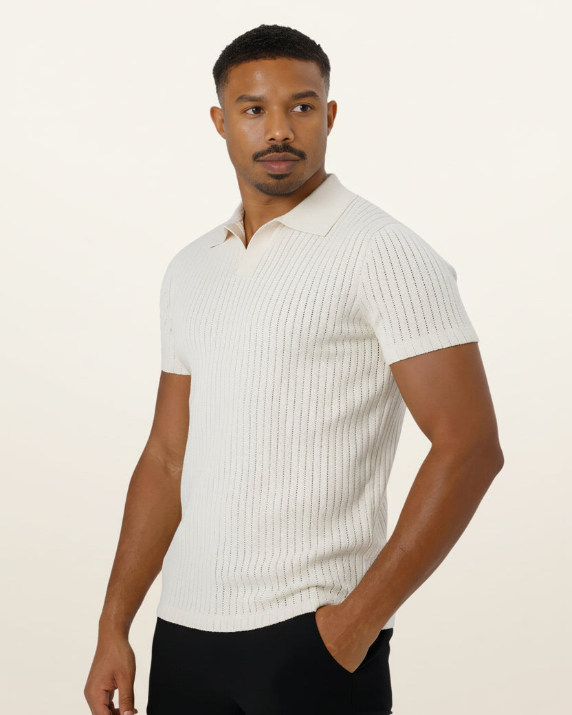 Camisa Polo Masculina de Malha Old Money Saville Branca