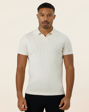 Camisa Polo Masculina de Malha Old Money Saville Branca