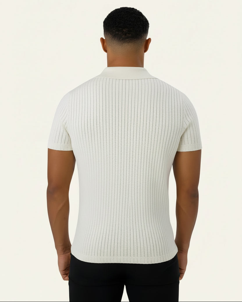 Camisa Polo Masculina de Malha Old Money Saville Branca