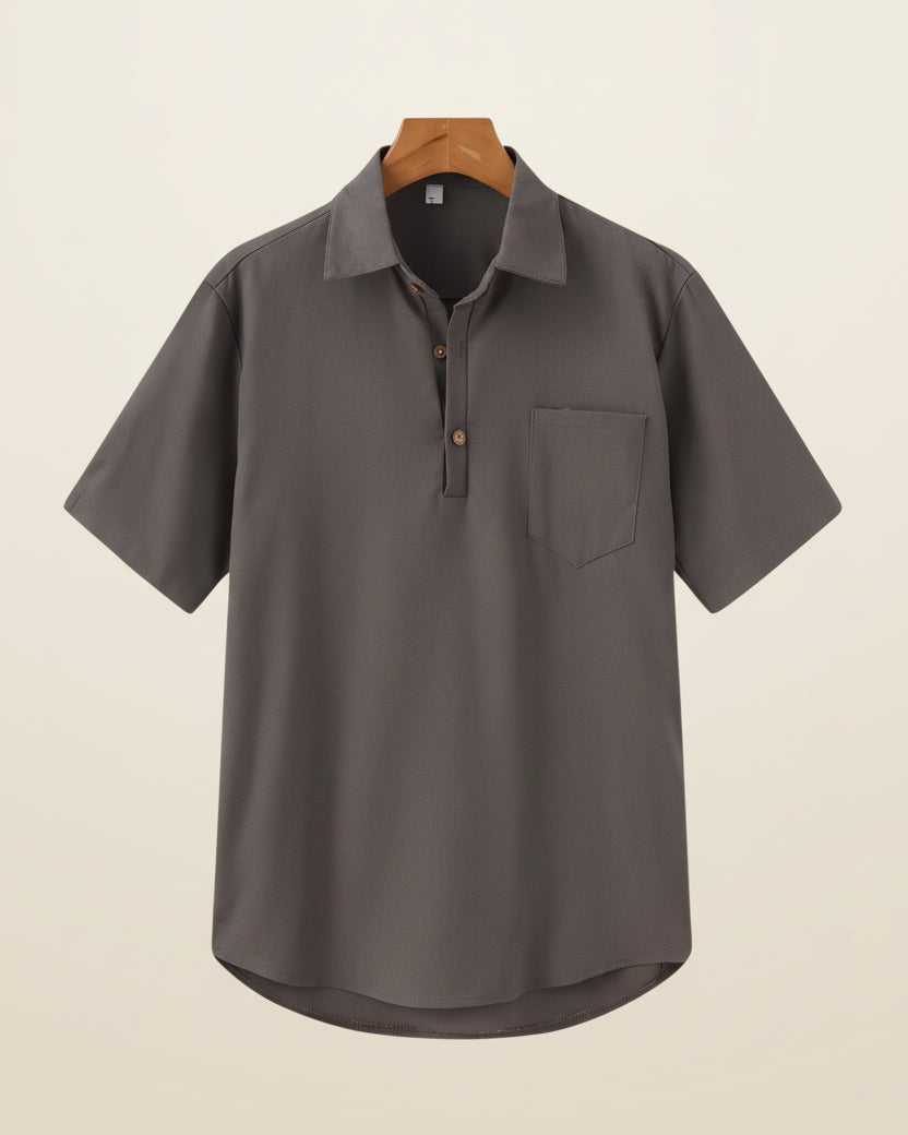 Linen Polo Shirt - Casablanca grey