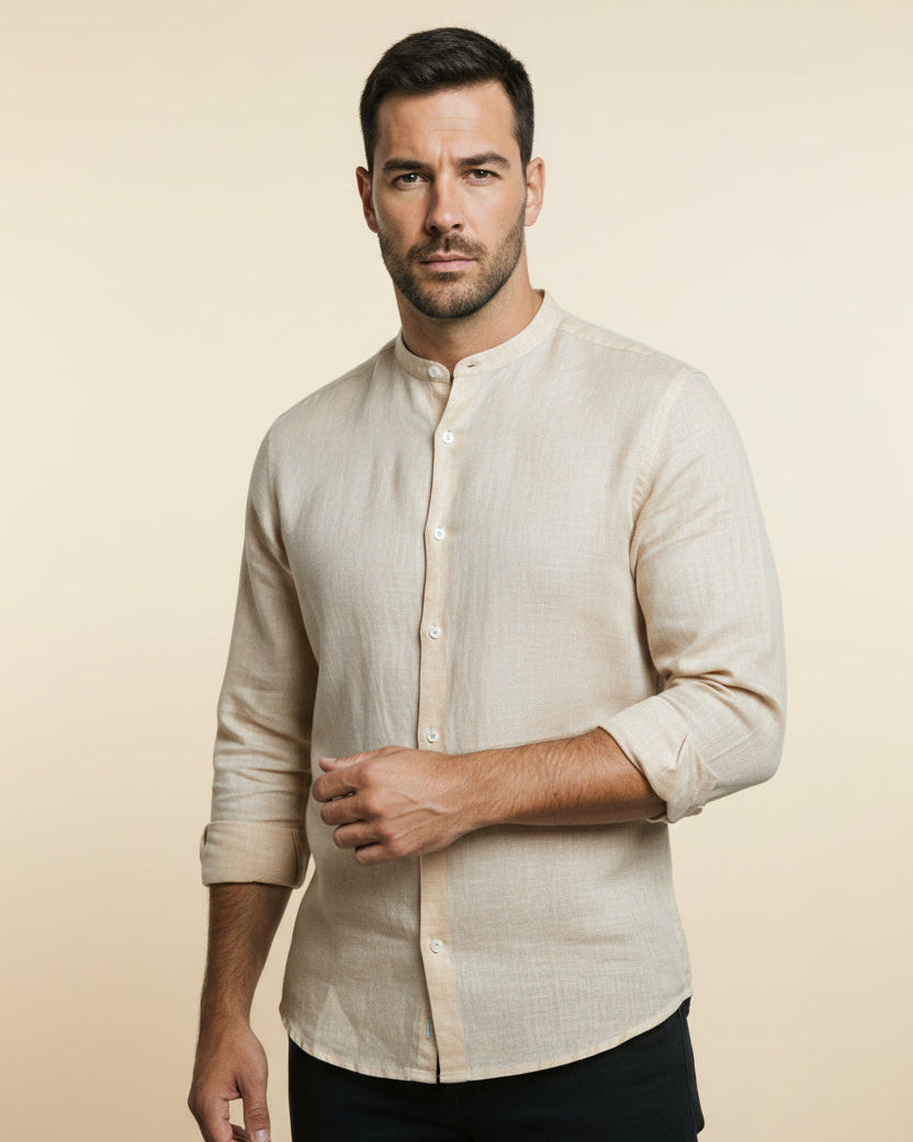 Camisa de Linho Manga Longa Varenne bege
