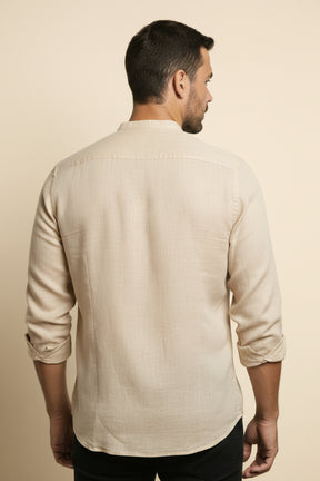 Camisa de Linho Manga Longa Varenne bege