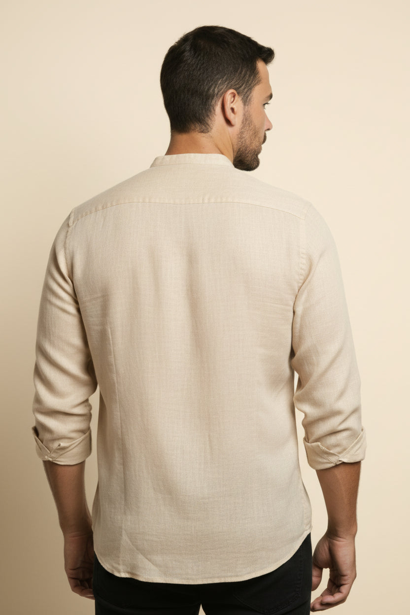 Camisa de Linho Manga Longa Varenne bege