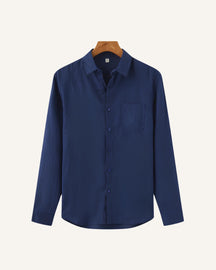 Camisa de Linho Masculina Manga Longa Milford azul marinho 