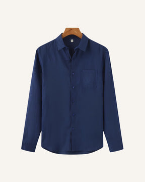 Camisa de Linho Masculina Manga Longa Milford azul marinho 