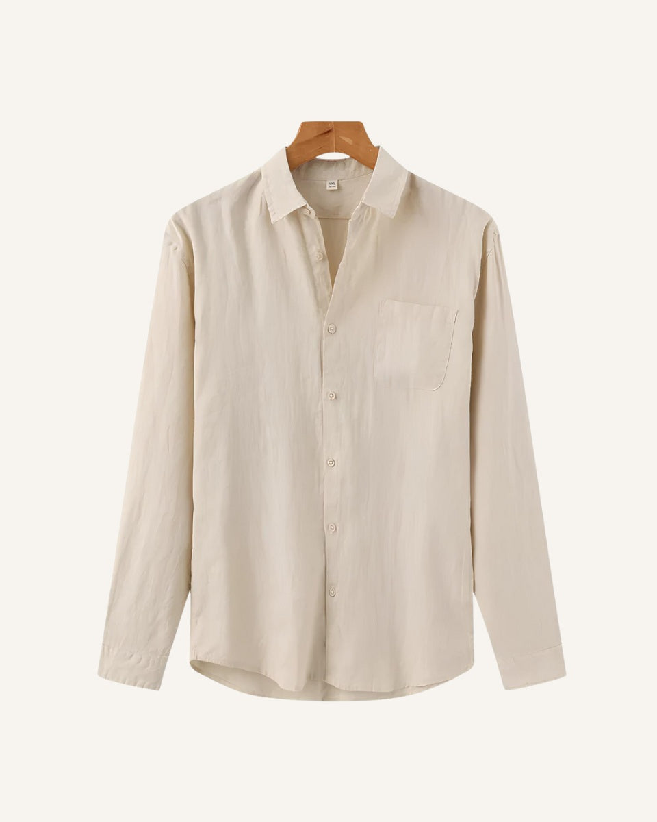Camisa de Linho Masculina Manga Longa Milford bege