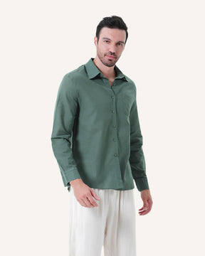 Camisa de Linho Masculina Manga Longa Milford verde