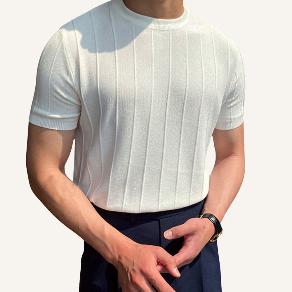 Camiseta Masculina Malha Texturizada Old Money Belgrano Branca 14