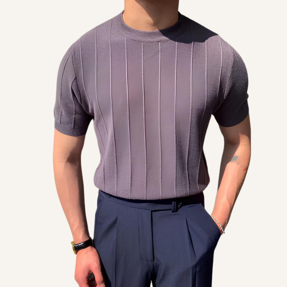 Camiseta Masculina Malha Texturizada Old Money Belgrano Lilas 1