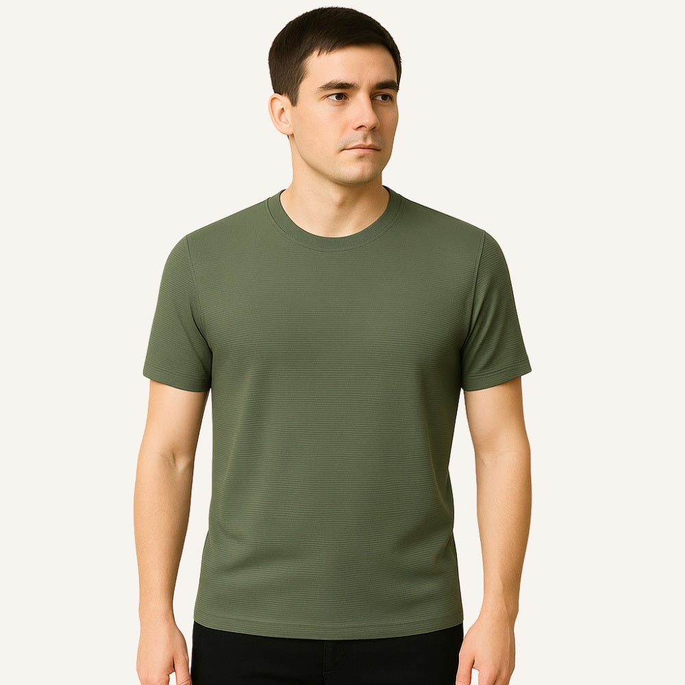 Camiseta Masculina Old Money Básica Texturizada Belmont Verde