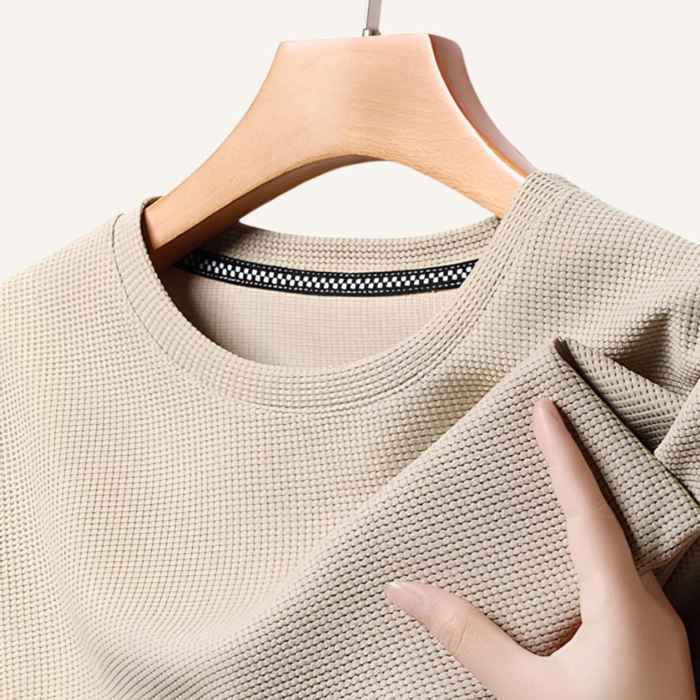 Camiseta Masculina Old Money Básica Texturizada Belmont Bege 5