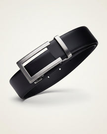 Cinto de Couro Masculino Monarch Civano Preto Fivela Prata