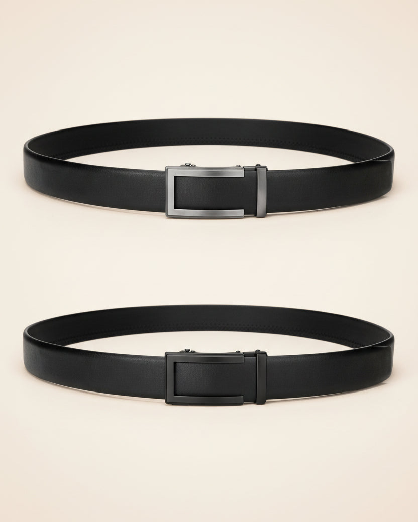 Cinto de Couro Masculino Monarch Civano Preto Fivela Pretae Fivela Prata