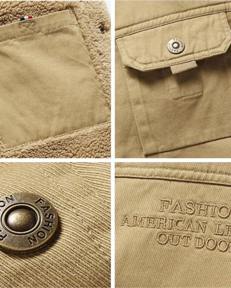 Detalhes Jaqueta Masculina de Inverno Forrada Maccini caqui