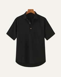 Linen Polo Shirt - Casablanca preto