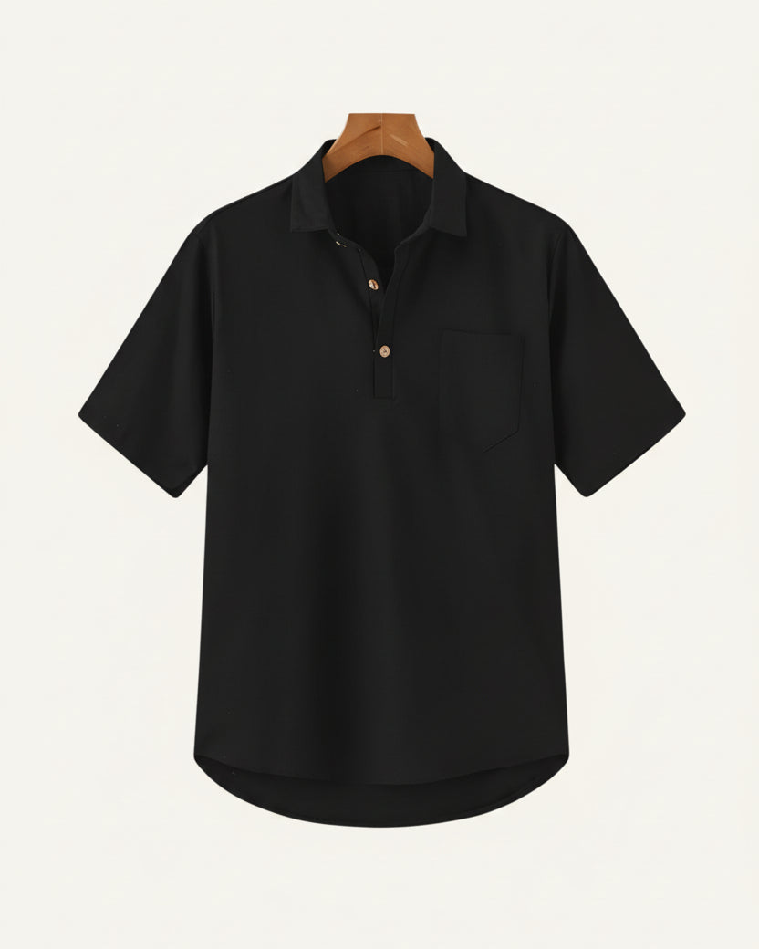 Linen Polo Shirt - Casablanca preto