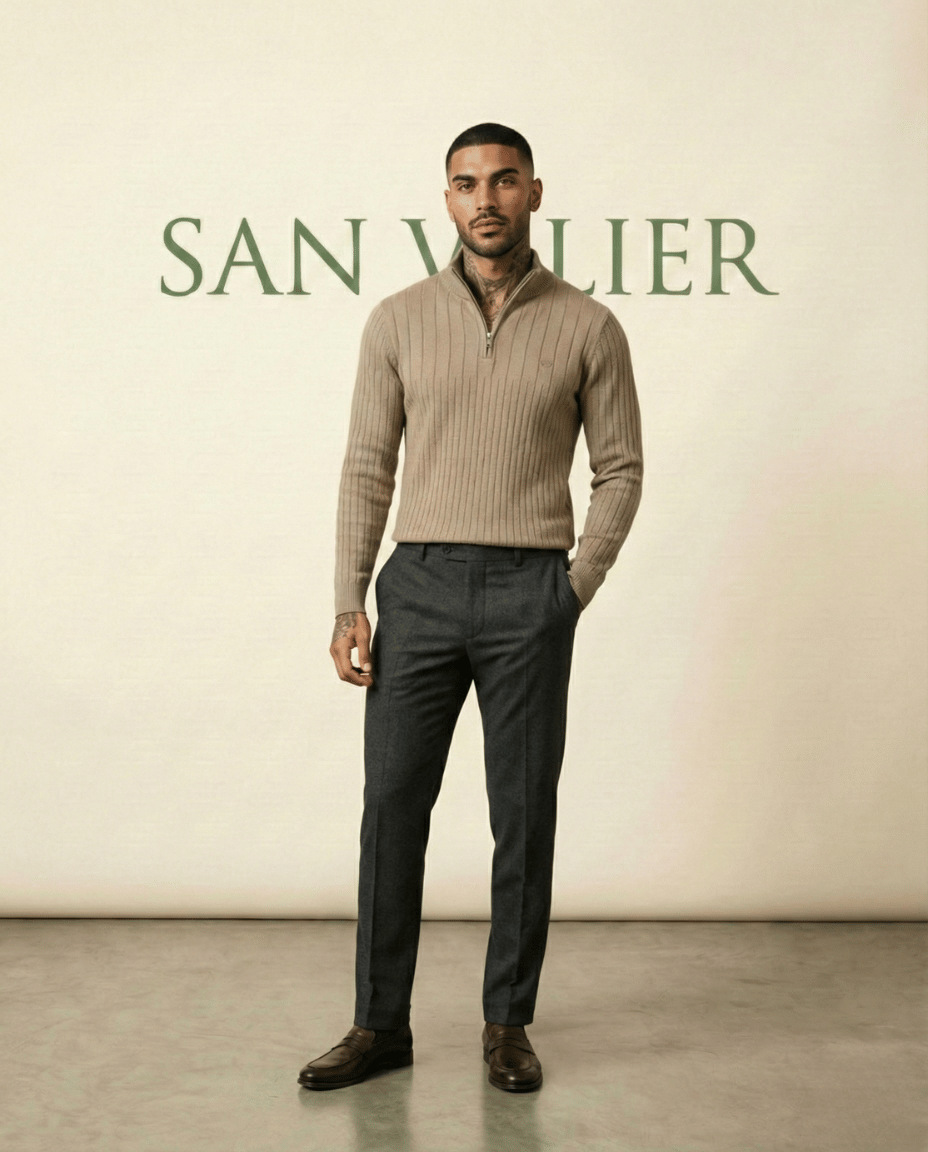Quarter-Zip Sweater Ribbed Heritage V Quarter-Zip Sweater Ribbed Heritage V