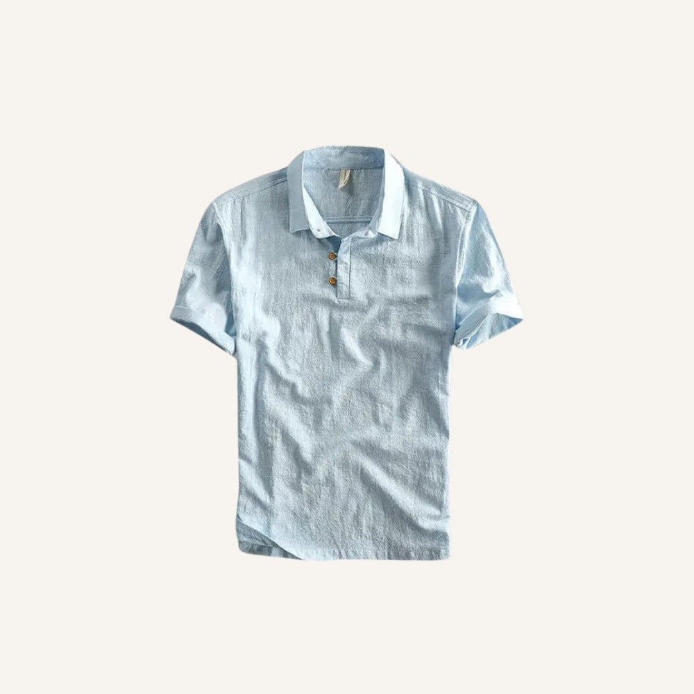 Men’s Linen Polo Shirt - Salerno light blue