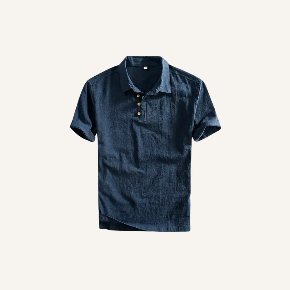 Men’s Linen Polo Shirt - Salerno navy blue