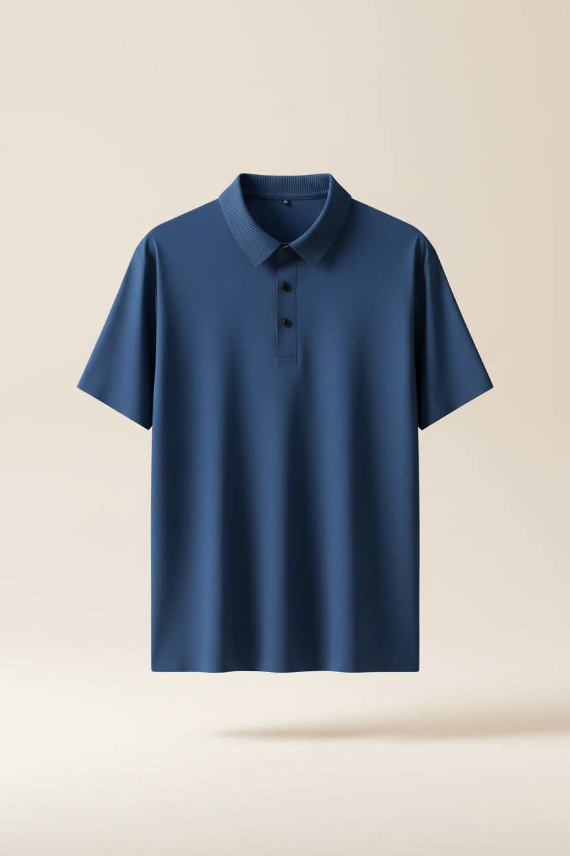 Men’s Premium Ice Silk Polo Shirt – Wrinkle-Resistant navy blue
