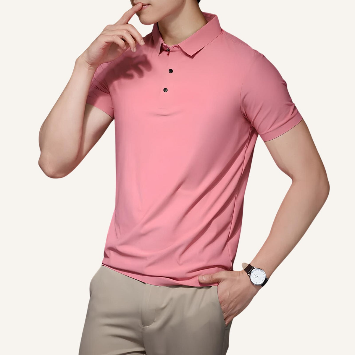 Men’s Premium Ice Silk Polo Shirt – Wrinkle-Resistant pink
