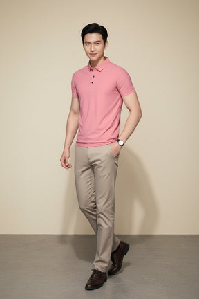 Men’s Premium Ice Silk Polo Shirt – Wrinkle-Resistant pink