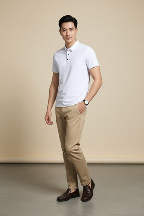 Men’s Premium Ice Silk Polo Shirt – Wrinkle-Resistant white