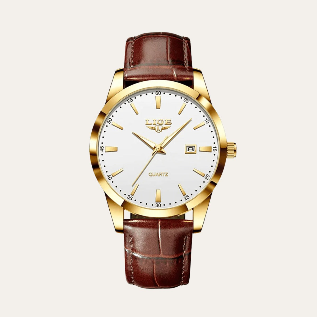 Men's Premium Leather Watch - Santerro brown and golden