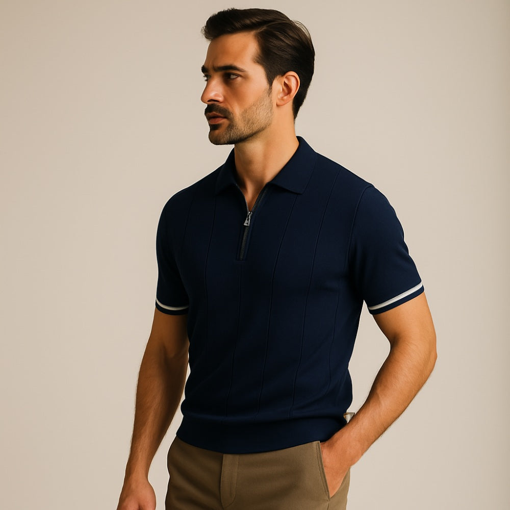 Men’s Quarter Zip Polo – Vissori navy blue