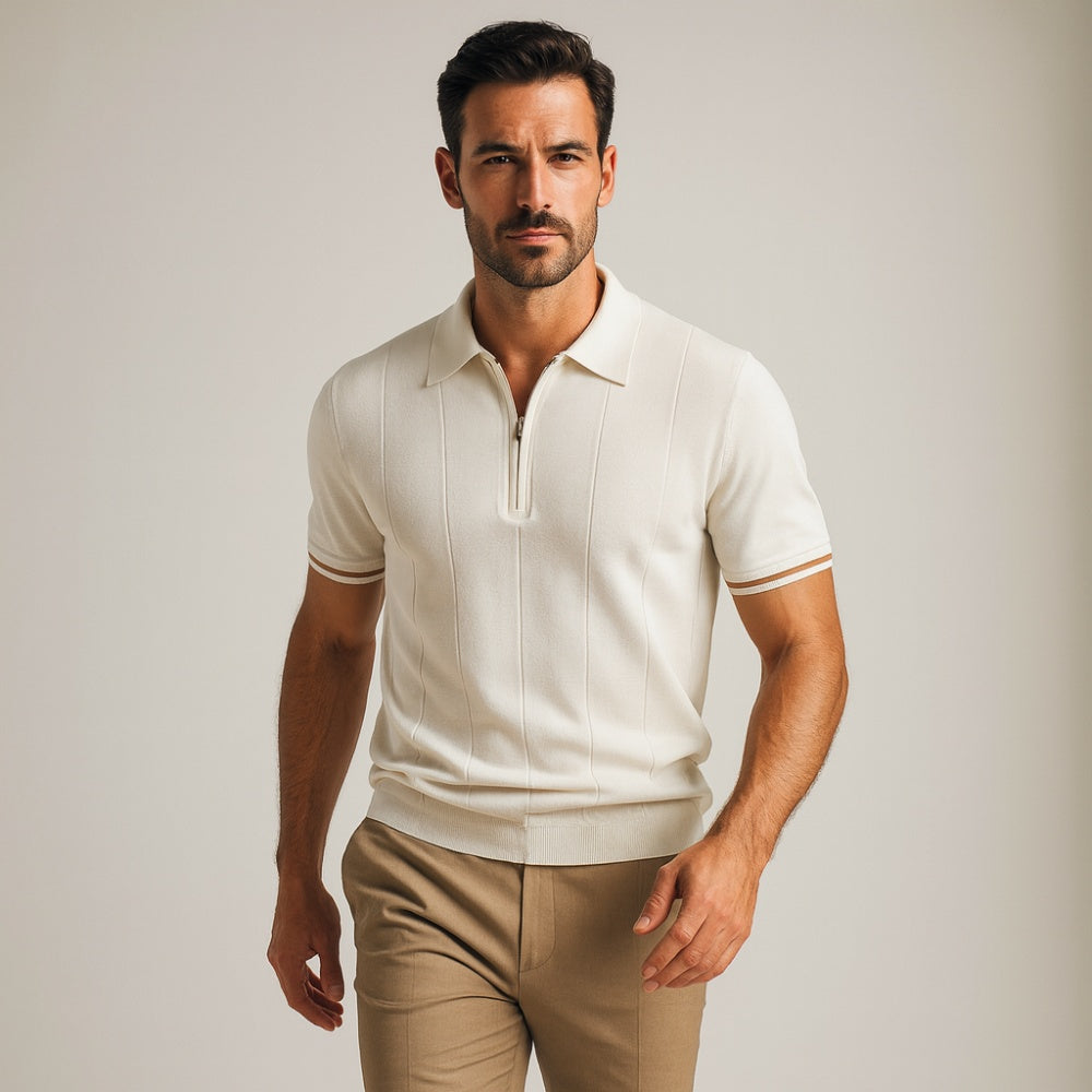 Men’s Quarter Zip Polo – Vissori white