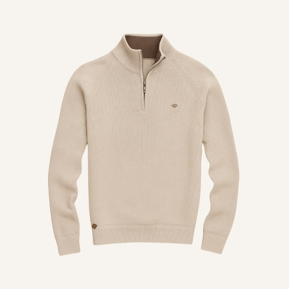 Men’s Quarter Zip Sweater – Signature beige