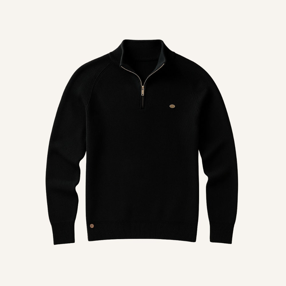 Men’s Quarter Zip Sweater – Signature black