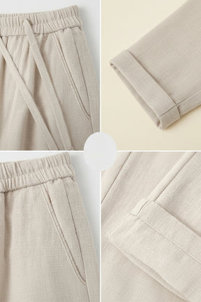 Men's Slim Fit Linen Trousers – Milford beige