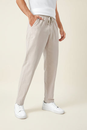 Men's Slim Fit Linen Trousers – Milford beige