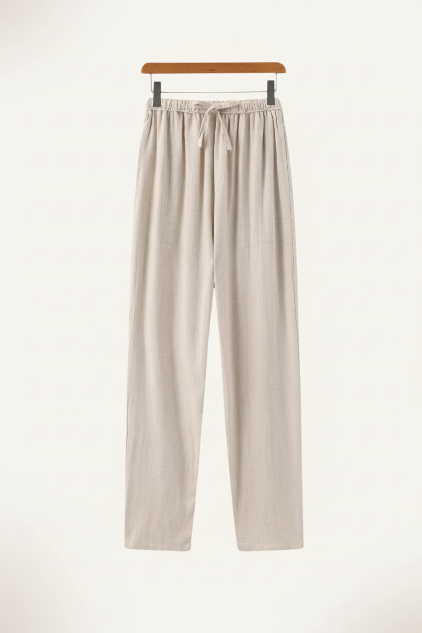 Men's Slim Fit Linen Trousers – Milford beige