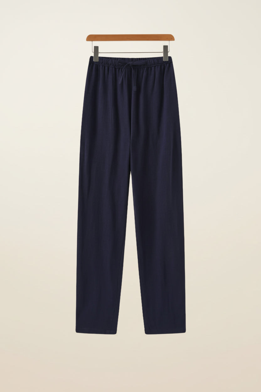 Men's Slim Fit Linen Trousers – Milford navy blue 