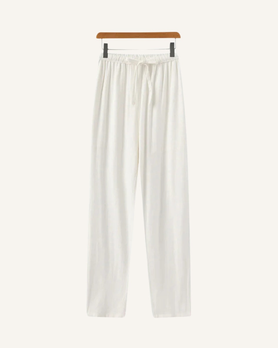 Men's Slim Fit Linen Trousers – Milford white 