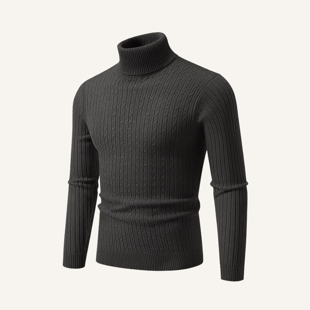 Mens Old Money High Collar Sweater - Rizzo Grey