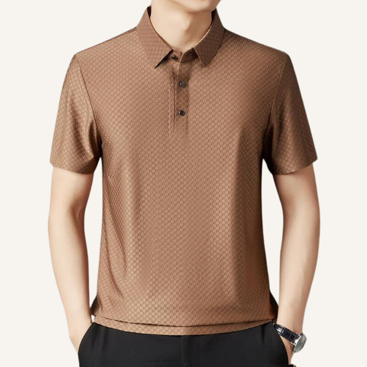Mens Premium Nylon Polo Shirt - Hilton Brown