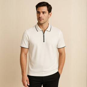 Mens Quarterzip Polo - Manttan White